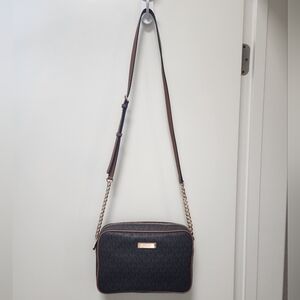 Michael Kors Brown and Tan Jet Set Crossbody Bag